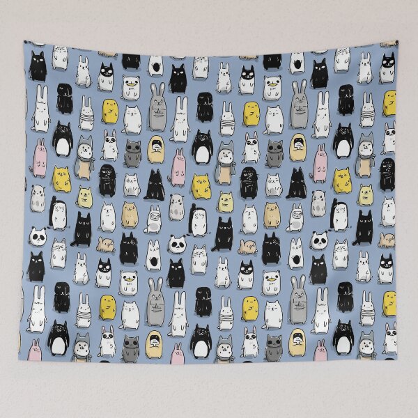 Item preview, Simple funny doodle cats and rabbits cartoon characters. designed and sold by Piotrek0001.