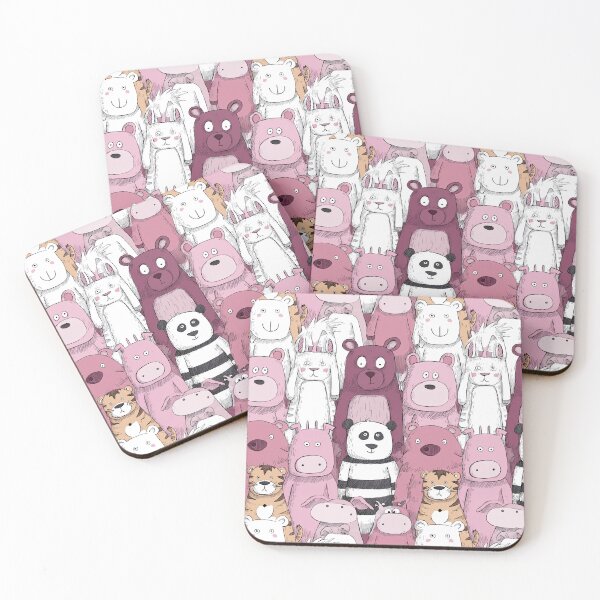 Item preview, A crowded gathering of friendly pink cartoon bears. designed and sold by Piotrek0001.