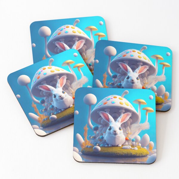 Item preview, White Rabbit and the Magic Mushroom – Psychedelic Wonderland Art designed and sold by Peter Kraaibeek | Generative Designs and Car Art.