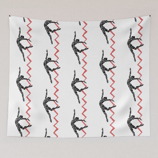 Item preview, Jumping Ballet Dancer Silhouette with Red Zigzag designed and sold by danceink.