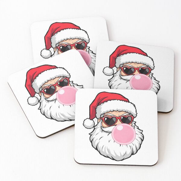 Item preview, Cool Santa Claus with Bubblegum and Heart Sunglasses – Funny Christmas Illustration in Cartoon Vector Style designed and sold by PixelVibe782.