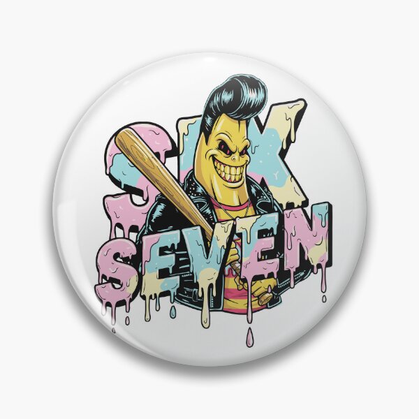 Item preview, Six Seven Rockabilly Banana with Bat - Retro Cartoon Dripping Letter Design designed and sold by ModdiesColors.
