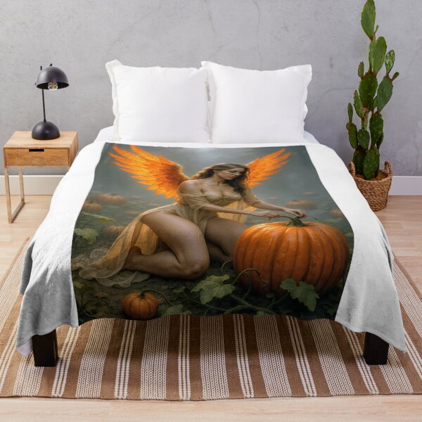 Item preview, Angel with pumpkin orange wings designed and sold by CathryneDelamort.