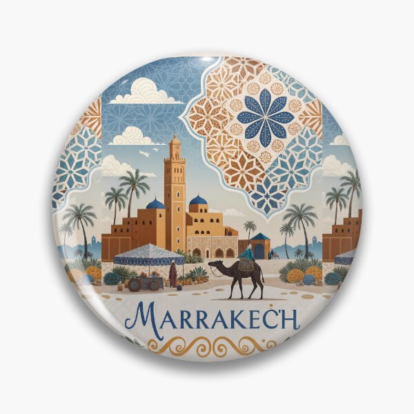 Item preview, Marrakech Morocco Art – Desert, Mosque and Souk Illustration designed and sold by Witsprings.