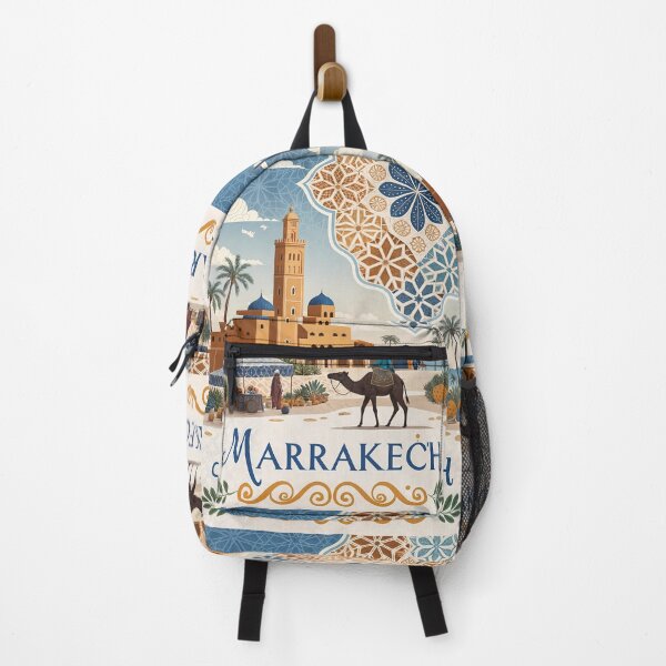 Item preview, Marrakech Morocco Art – Desert, Mosque and Souk Illustration designed and sold by Witsprings.