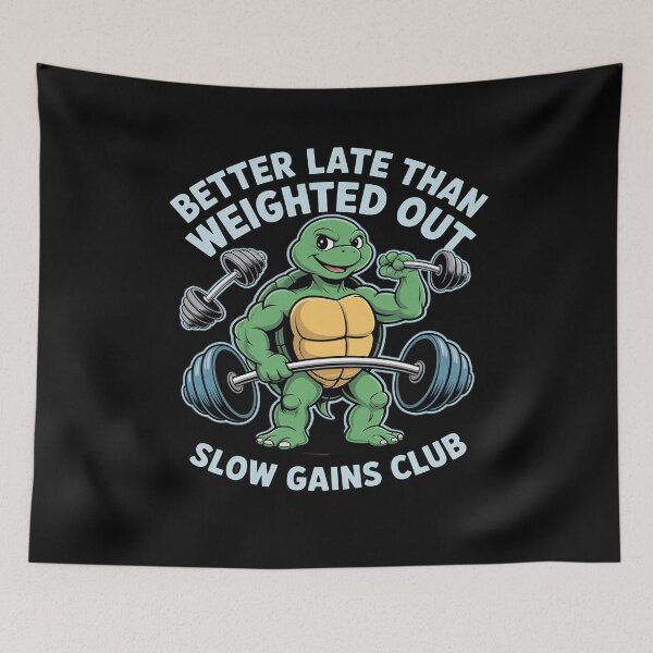 Item preview, Better Late Than Weighted Out Gym Tortoise designed and sold by petrichorsworld.