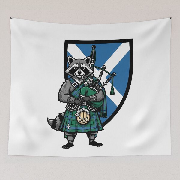 Item preview, Scottish Raccoon Bagpiper Kilt Animal designed and sold by k3rstman1.