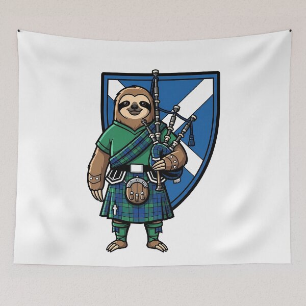 Item preview, Scottish Sloth Bagpiper Tartan Flag designed and sold by k3rstman1.
