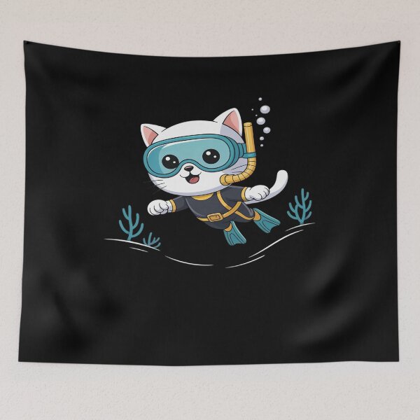 Item preview, White Cat Scuba Diving Pet Funny Snorkeling designed and sold by AmparoBoyle.