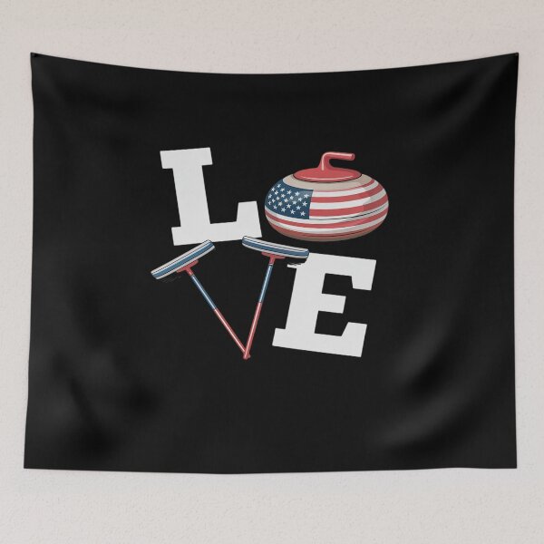 Item preview, USA curler Broom Winter ice Sports American Flag Curling designed and sold by RayArmstrong.