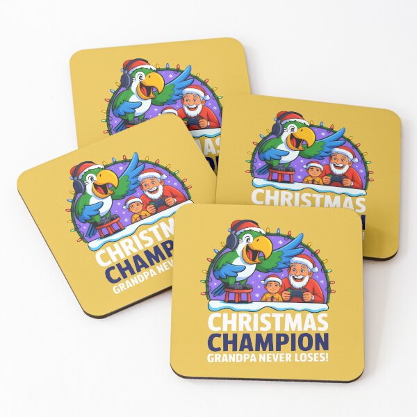 Item preview, Christmas Champion Grandpa with Headphone-Wearing Parrot and Joyful Boy designed and sold by SplashTastic.