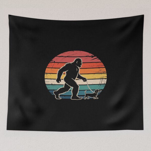 Item preview, Bigfoot Walking a Dog Funny Dachshund Weiner Dog Dad Weenie designed and sold by KingsLife1994.