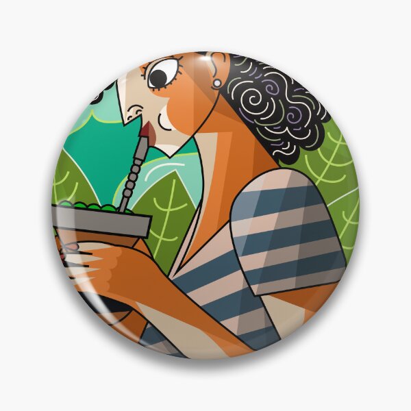 Item preview, cubist woman drinking yerba mate designed and sold by matintheworld ( delcarmat ).