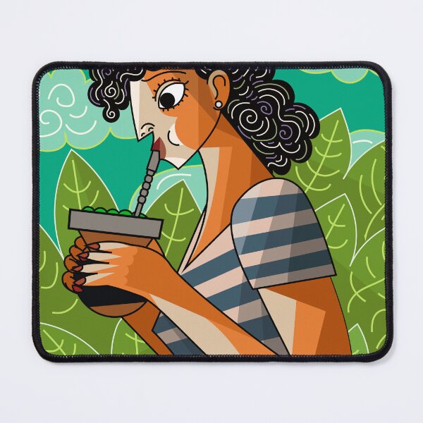 Item preview, cubist woman drinking yerba mate designed and sold by matintheworld ( delcarmat ).