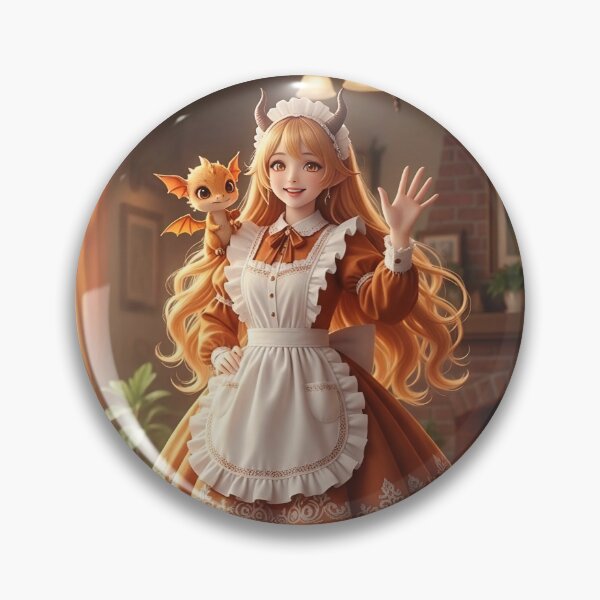 Item preview, Orange Dragon Maid Anime Maid Cafe Art designed and sold by DomeGeekArt.