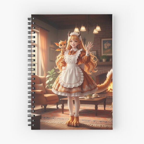 Item preview, Orange Dragon Maid Anime Maid Cafe Art designed and sold by DomeGeekArt.