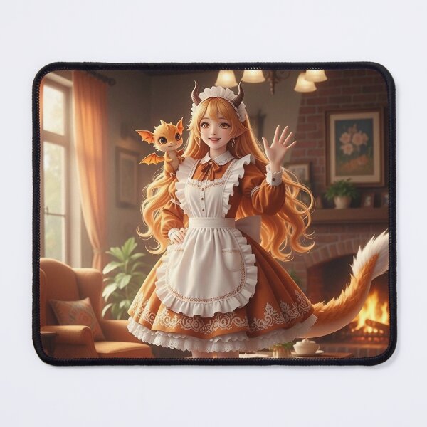 Item preview, Orange Dragon Maid Anime Maid Cafe Art designed and sold by DomeGeekArt.
