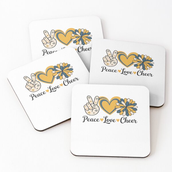 Item preview, Peace Love Cheerleading Blue Yellow designed and sold by AmparoBoyle.
