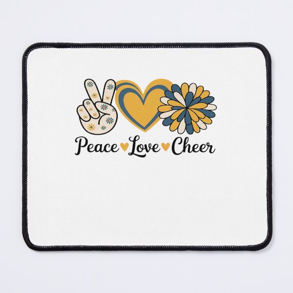 Item preview, Peace Love Cheerleading Blue Yellow designed and sold by AmparoBoyle.