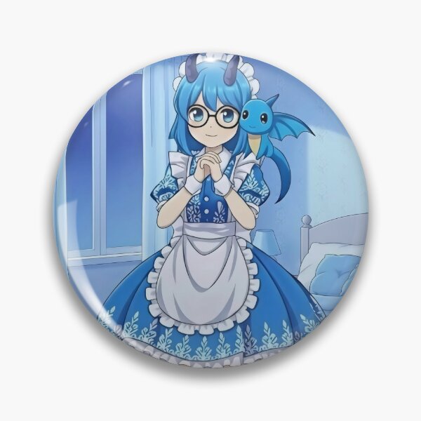 Item preview, Cute Blue Dragon Maid Anime Fantasy Art designed and sold by DomeGeekArt.