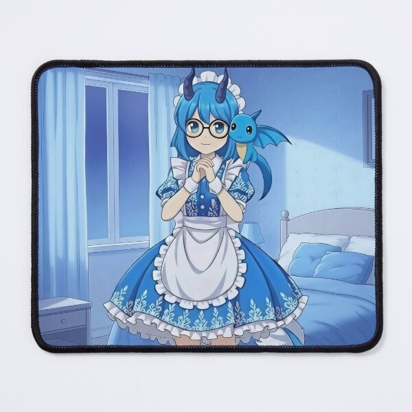 Item preview, Cute Blue Dragon Maid Anime Fantasy Art designed and sold by DomeGeekArt.