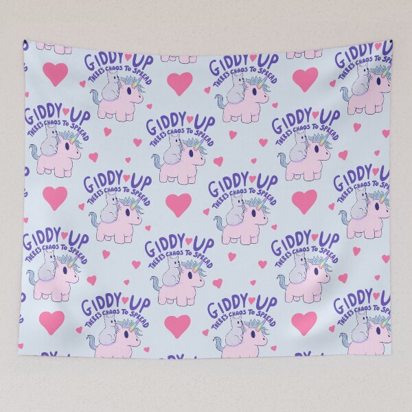 Item preview, Cute Cat Riding Unicorn - Giddy Up, There’s Chaos to Spread designed and sold by Jess.a.creates.