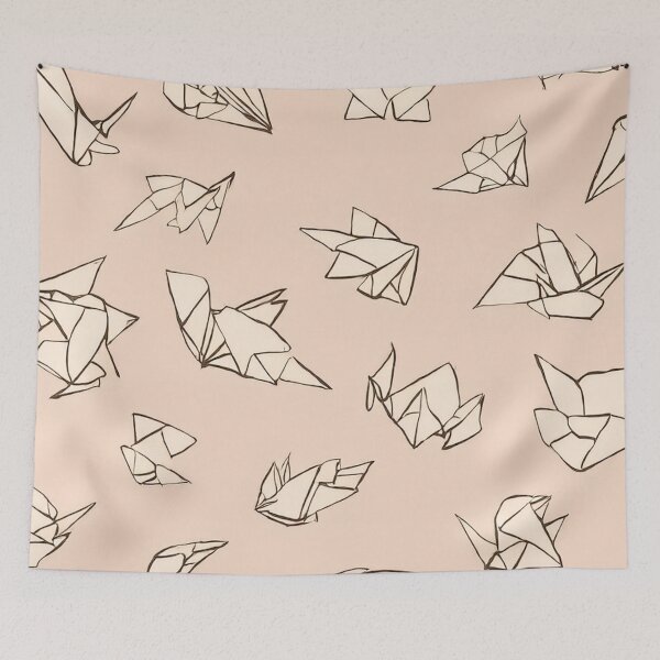 Item preview, Minimal Origami Birds Pattern on Beige designed and sold by SassyArtistry.