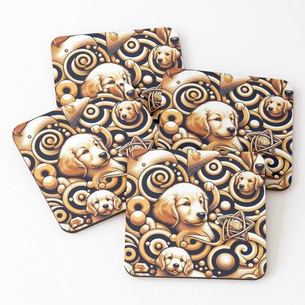 Item preview, Golden Retrievers in Abstract Pattern designed and sold by Wags & Tails.