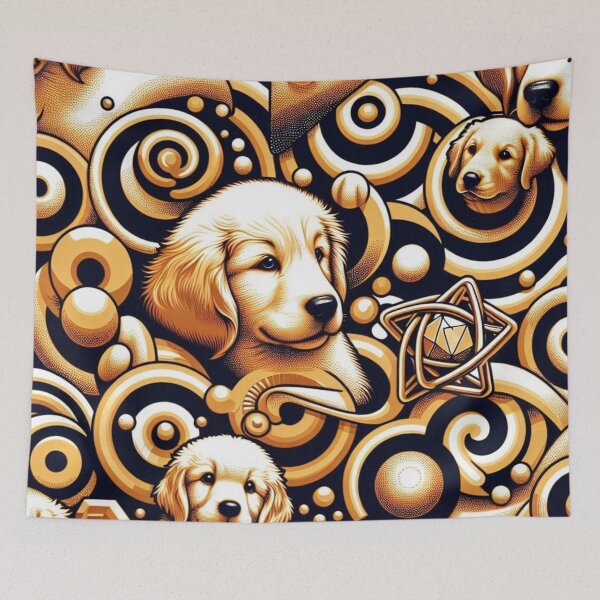 Item preview, Golden Retrievers in Abstract Pattern designed and sold by Wags & Tails.
