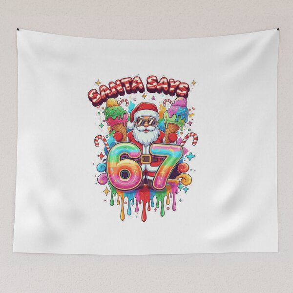 Item preview, Santa Says 6 7 Ice Cream Drip Christmas Shirt - Trendy Holiday Sticker 2025 designed and sold by GeniePixel.