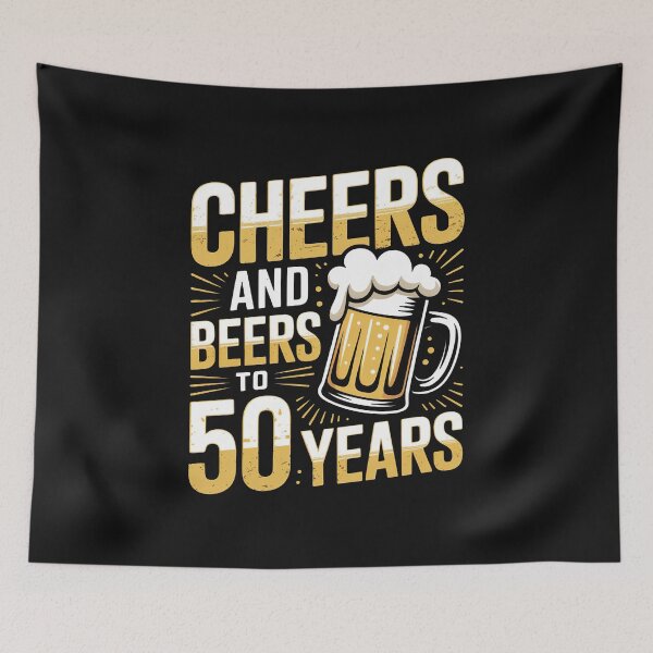 Item preview, Cheers And Beers To 50 Years 50th Birthday Gift, Retro vintage designed and sold by graphic-genie.