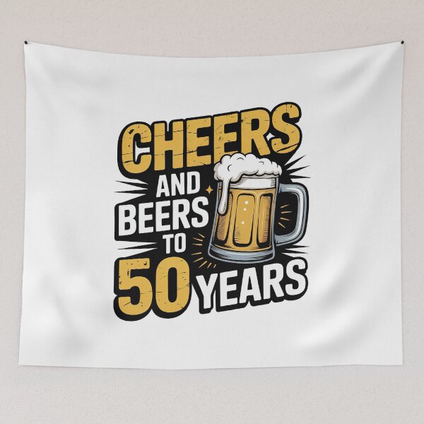 Item preview, Cheers And Beers To 50 Years 50th Birthday Gift, Retro vintage designed and sold by graphic-genie.