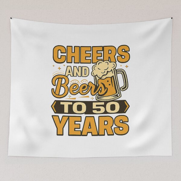 Item preview, Cheers And Beers To 50 Years 50th Birthday Gift, Retro vintage designed and sold by graphic-genie.