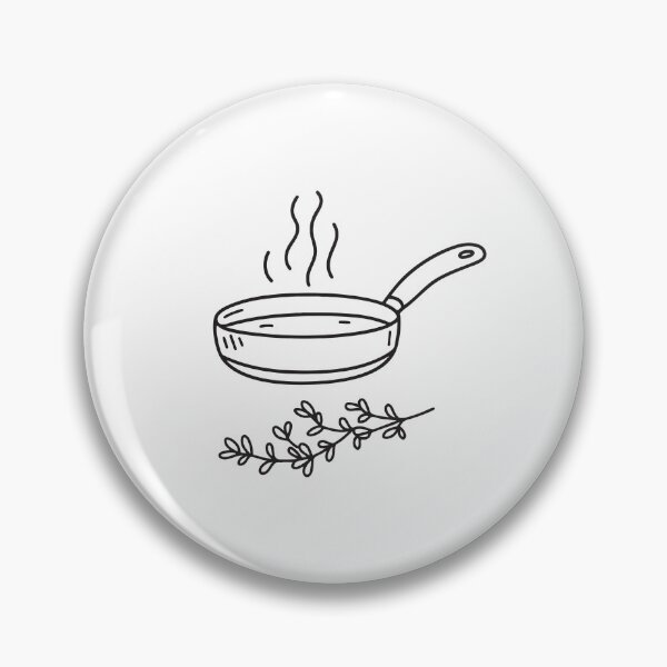 Item preview, A thyme stem placed near a sizzling skillet on a stove designed and sold by rasagamastore.