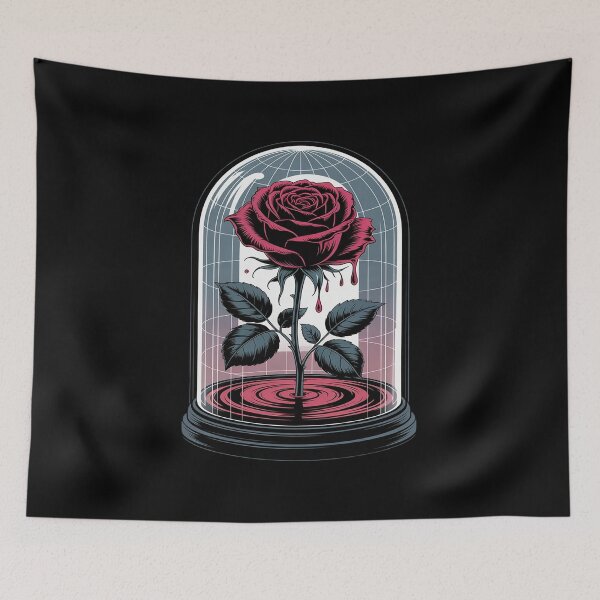 Item preview, Black Rose in Cracked Dome Sadcore Gothic Romance designed and sold by PeteHomenick.