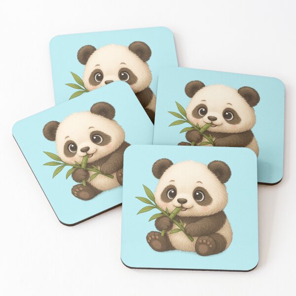 Item preview, Cute Kawaii Panda Eating Bamboo Illustration designed and sold by Raddoodles.