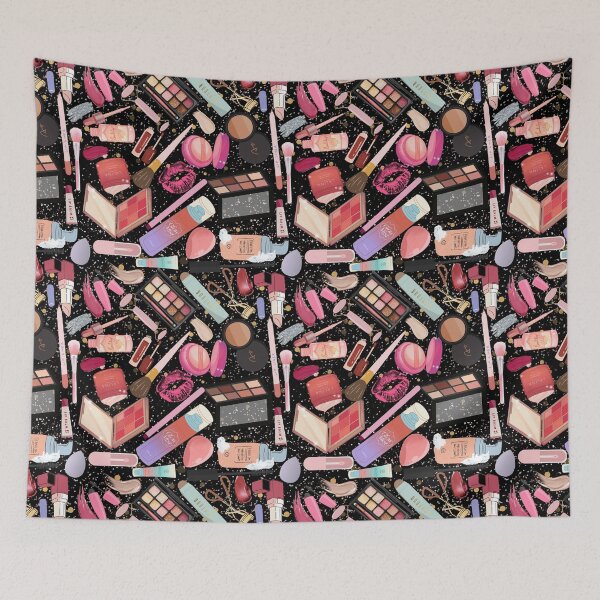 Item preview, I’m Just a Girl — Makeup Lover Aesthetic Pattern | Beauty Products & Glam Accessories Repeating Design - Black designed and sold by StudioSamanthaa.