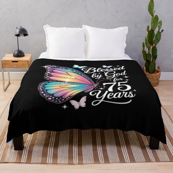Item preview, Blessed By God For 75 Years Old Butterfly Art 75th Birthday designed and sold by LeeEvans222.