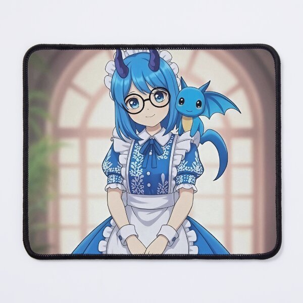 Item preview, Cute Blue Dragon Maid Mascot Anime Girl designed and sold by DomeGeekArt.