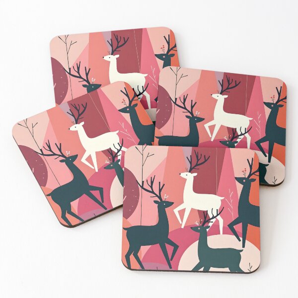 Item preview, Christmas Caribou Pink KItsch MId-Century Retro Art designed and sold by taiche.