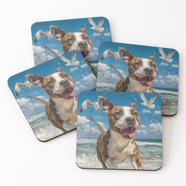 Item preview, Pit bull Running on Beach designed and sold by PetsArt.