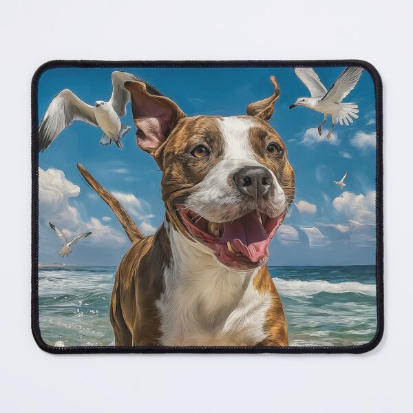 Item preview, Pit bull Running on Beach designed and sold by PetsArt.