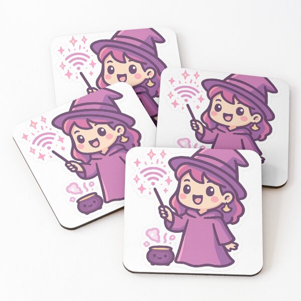 Item preview, Wi-Fi Witch – Cute Magical Girl with Cauldron and Wand Sticker designed and sold by ShivaniiD.