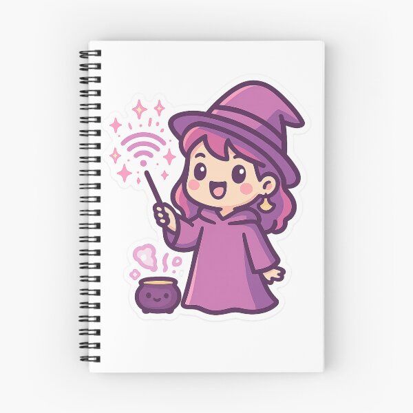 Item preview, Wi-Fi Witch – Cute Magical Girl with Cauldron and Wand Sticker designed and sold by ShivaniiD.