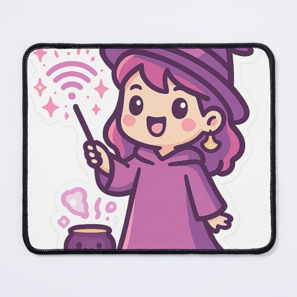 Item preview, Wi-Fi Witch – Cute Magical Girl with Cauldron and Wand Sticker designed and sold by ShivaniiD.