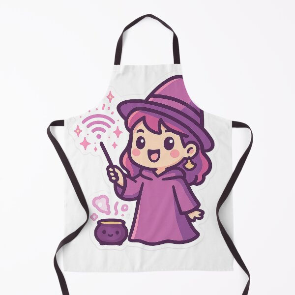 Item preview, Wi-Fi Witch – Cute Magical Girl with Cauldron and Wand Sticker designed and sold by ShivaniiD.