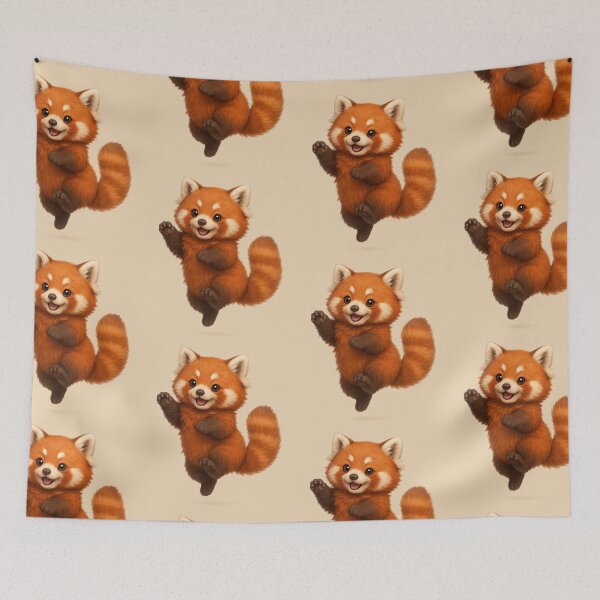 Item preview, Cute Fluffy Red Panda Jumping Playfully designed and sold by Raddoodler.