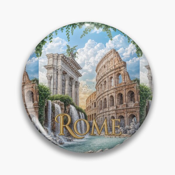 Item preview, Rome Italy Waterfall Fantasy – Colosseum & Arch of Constantine Art Print designed and sold by Witsprings.
