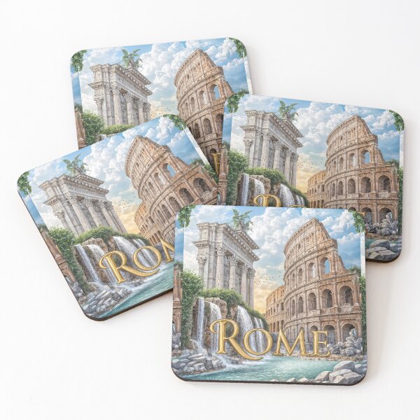 Item preview, Rome Italy Waterfall Fantasy – Colosseum & Arch of Constantine Art Print designed and sold by Witsprings.