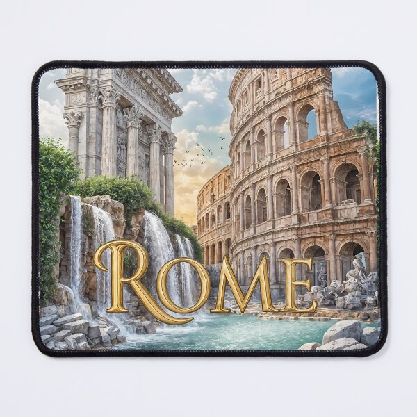 Item preview, Rome Italy Waterfall Fantasy – Colosseum & Arch of Constantine Art Print designed and sold by Witsprings.